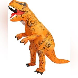 Kids Orange Blow-up Dinosaur Costume